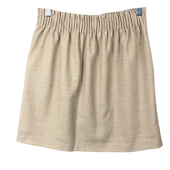 J. CREW Mini Skirt City Sidewalk Pleated Camel Tan Khaki sz 2 Wool Stretch - Picture 4 of 10
